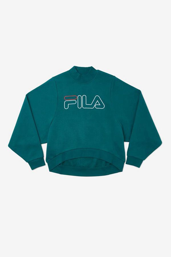 Fila Hanami Oversized Fleece Women's Sweatshirts - Blue/White,NZ 732-21378